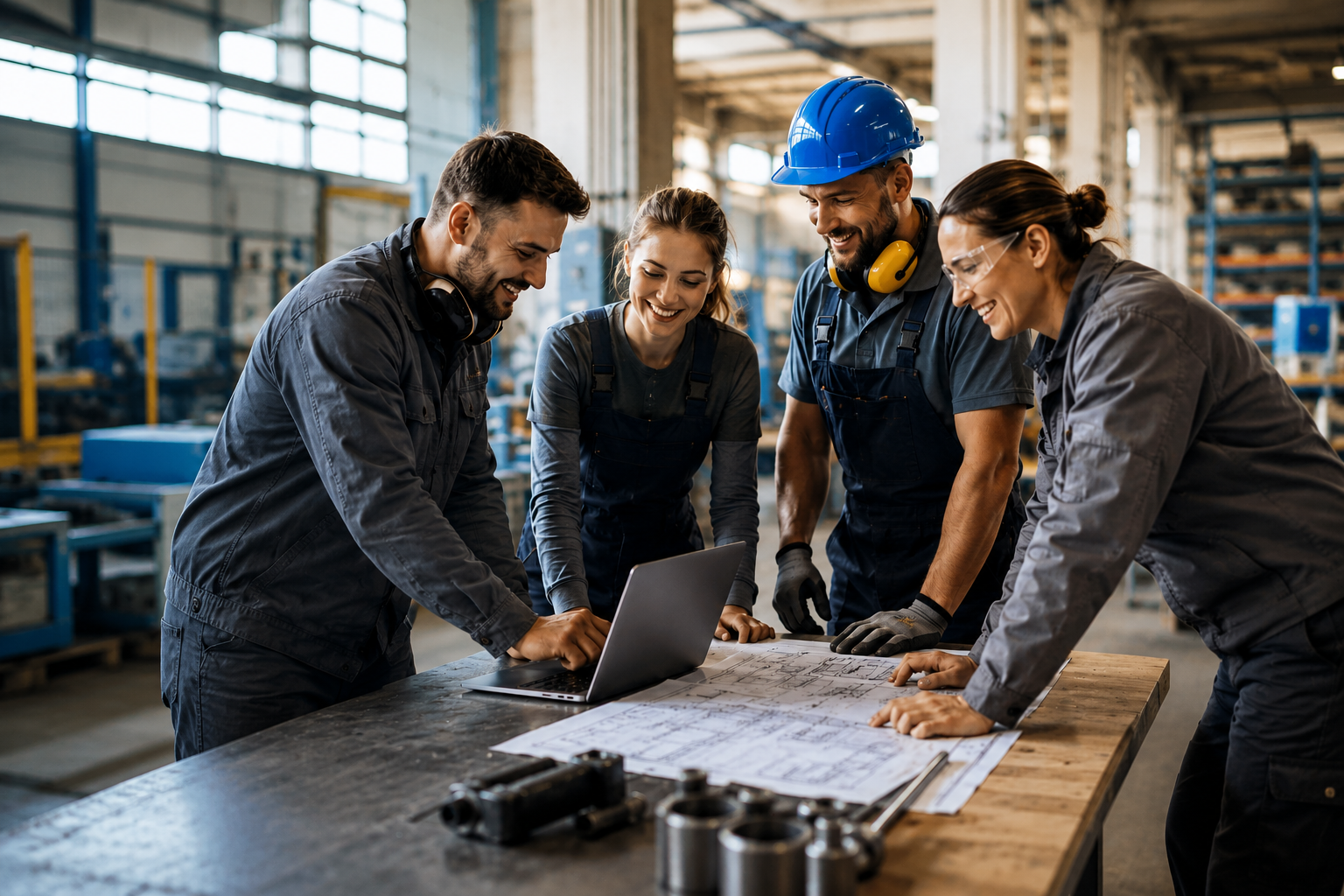 Workers collaborating in a technical environment